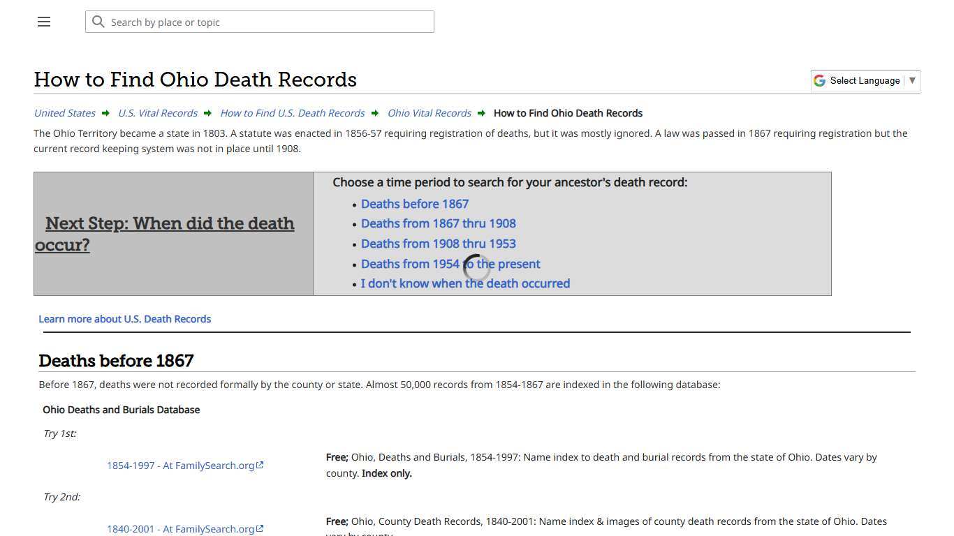 How to Find Ohio Death Records • FamilySearch